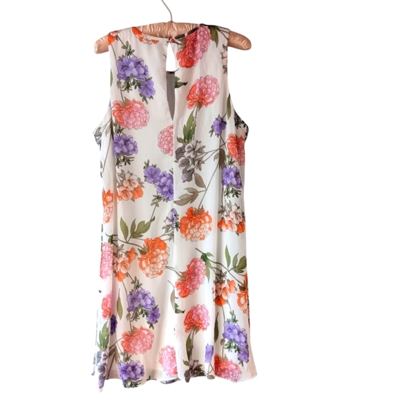 Calvin Klein Floral Dress Size 14 Sleeveless Sheath Chiffon Lined White Pink+ - Picture 4 of 6